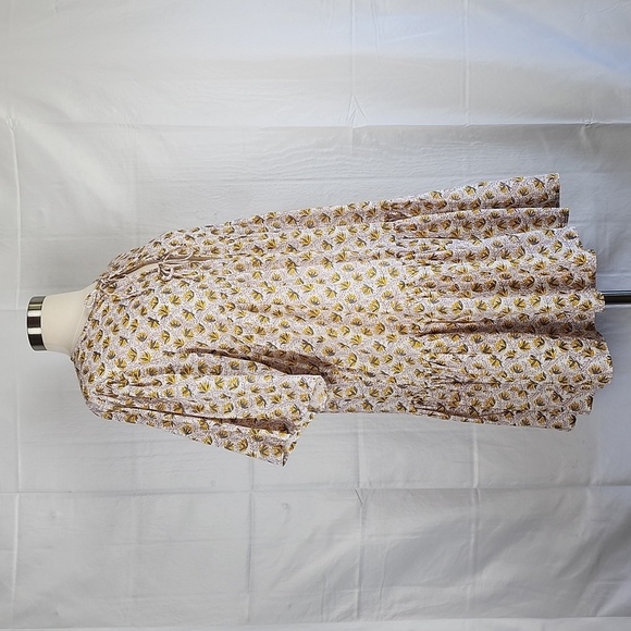 Shade Amour 100% Cotton Tiered Floral Print Tie Front Short Sleeve Mini Dress L - Picture 3 of 12